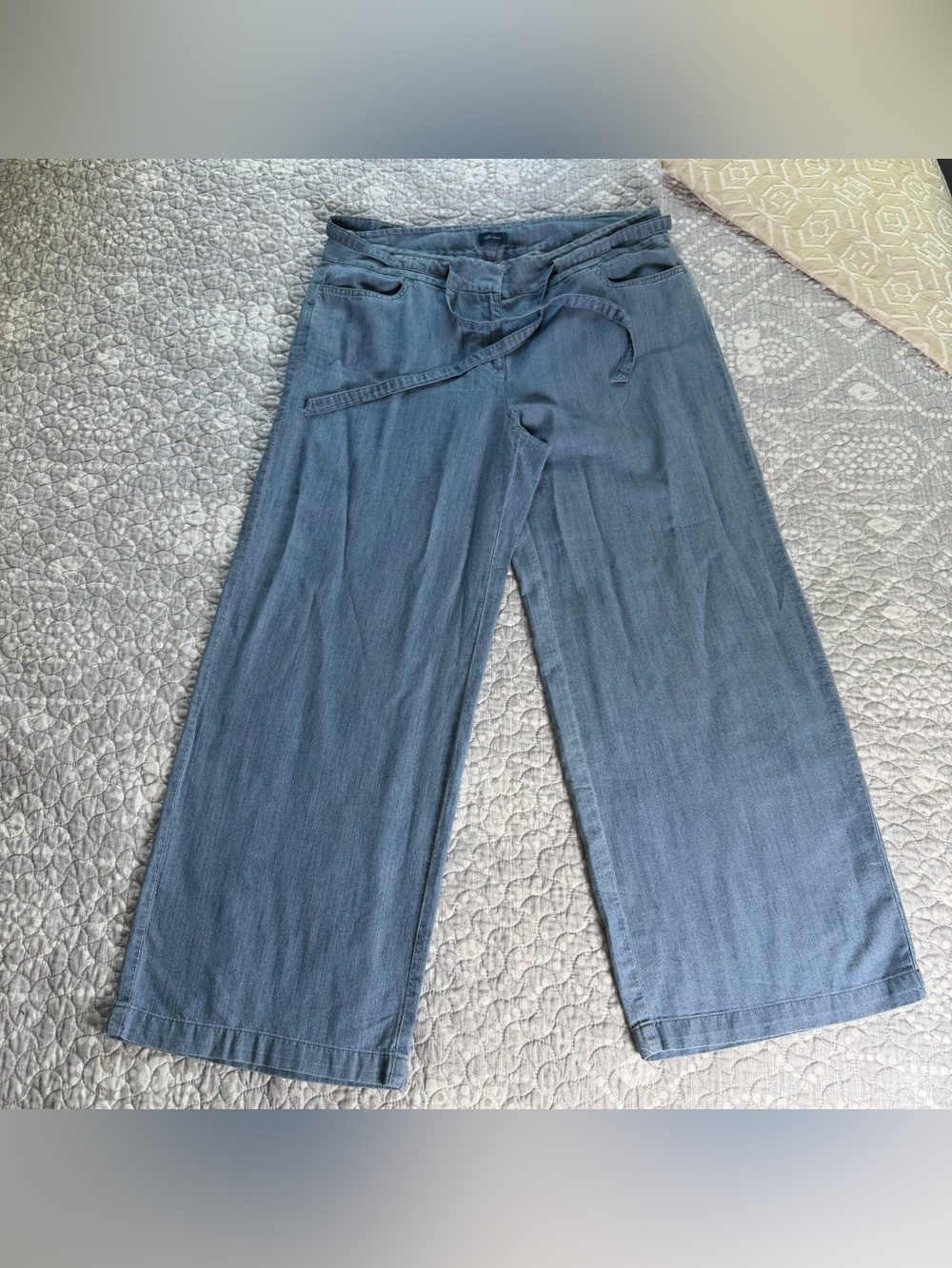 J. Jill High-Rise Wide-Leg Light Blue Tie-Waist Jeans.
Size 14 petite.